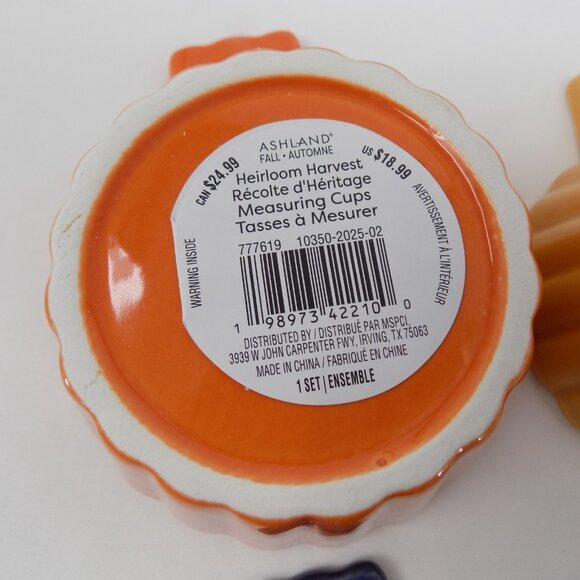 Set of 4 Ashland Fall Theme Heirloom Harvest Ceramic Stacking Measuring Cups New - Picture 3 of 7